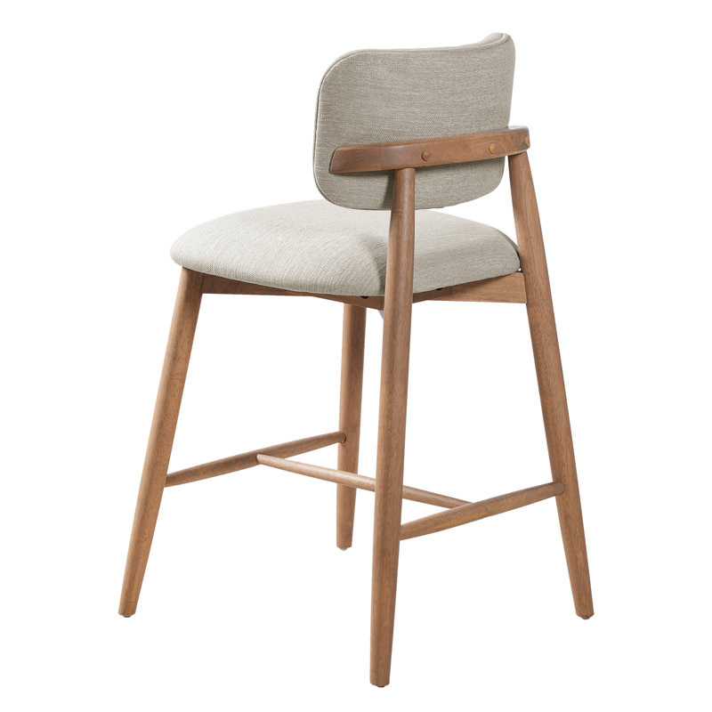 Tabouret de comptoir Talin, Coussin beige / structure naturelle, 2