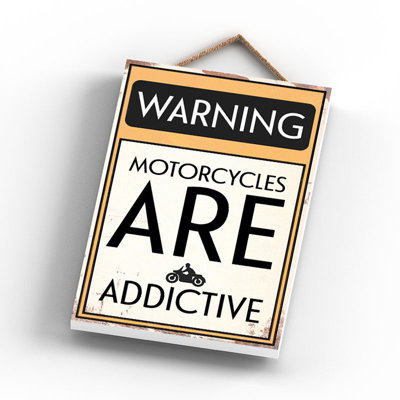 Warning Motorcycles Addictive 1 Piece Wall Art on MDF