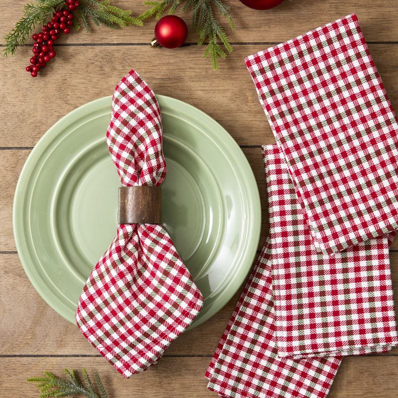  Ensemble de 4 serviettes Holiday Houndstooth