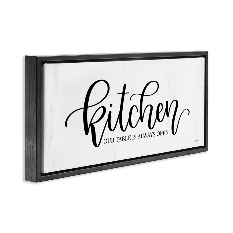 Art mural sur toile flottant Kitchen Kitchen, H 11 po x l 25 po, Cadre flottant noir de jais