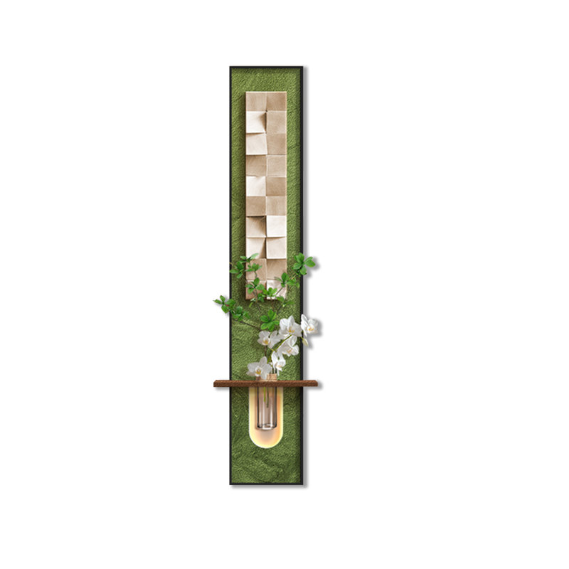 Art mural vert en grès, H 47,24 po x l 7,87 po, Vert