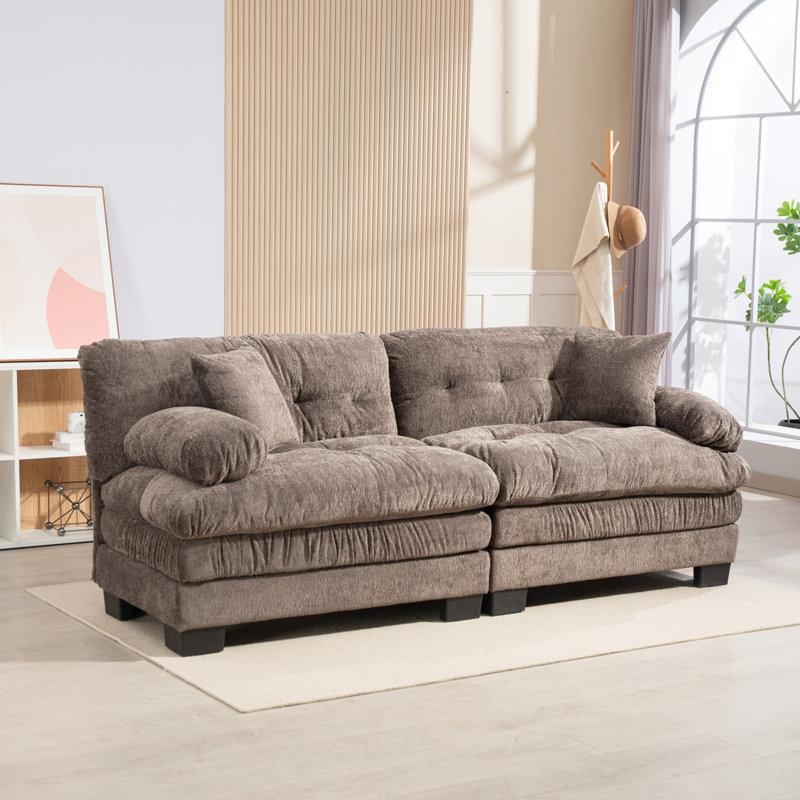 Canapé modulaire 84 po Chenille, Gris