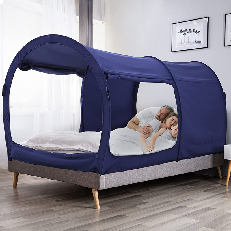 Bed Canopy Tent Twin Size Privacy Space Indoor Curtains Navy Cottage, Blue, Twin