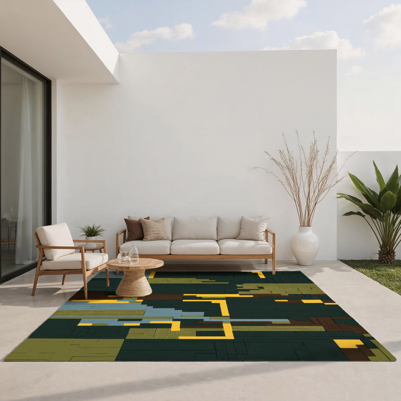 Tapis intérieur et extérieur à carrés ombrés, Rectangle 1 pi 6 po x 2 pi 6 po