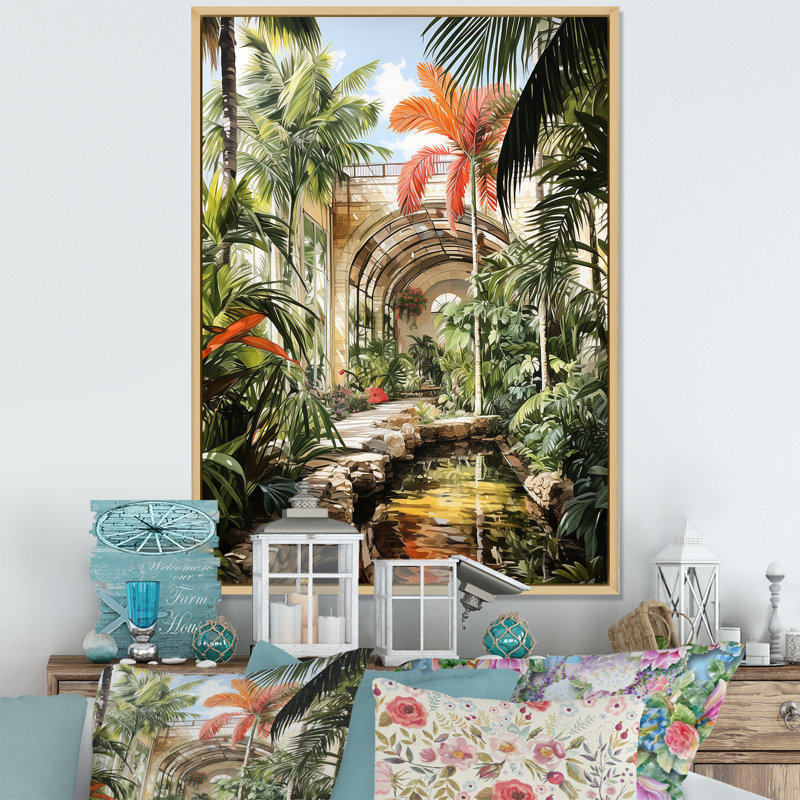 Ruines tropicales au Mexique - Art mural mexicain, Cadre flottant brun, H 20 po x l 12 po x P 1 po