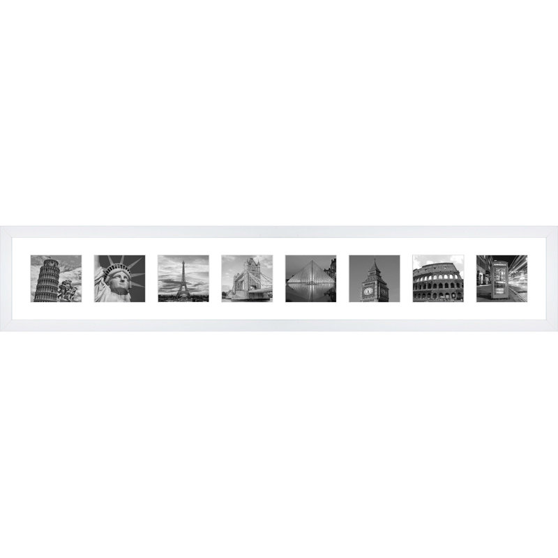Lada Wood Picture Frame with Mat, White