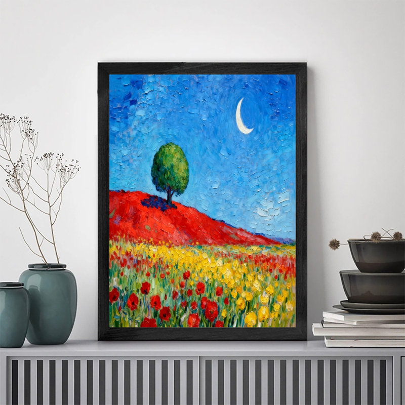 Art mural rétro noir avec montagnes colorées, impressions de style rétro, H 17 po x l 13 po