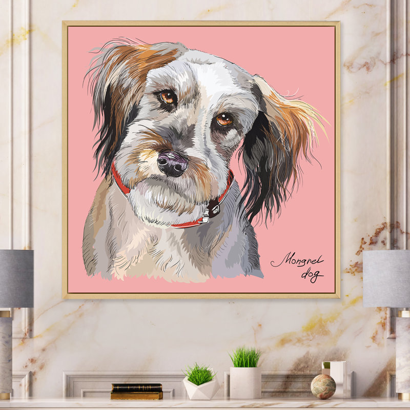 «Cute Fluffy Dog», reproduction sur toile encadrée, H 36 po x l 36 po x P 1,5 po, Cadre flottant brun