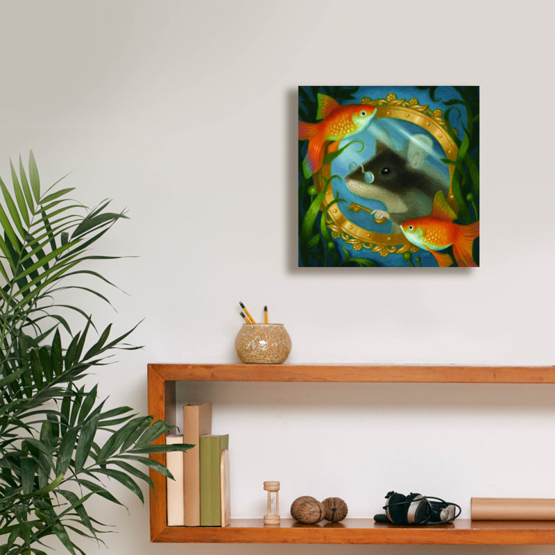Art mural sur toile Trinx «Mouse Explorer Extraordinaire» par Gina Matarazzo, H 12 po x l 12 po x P 0,75 po