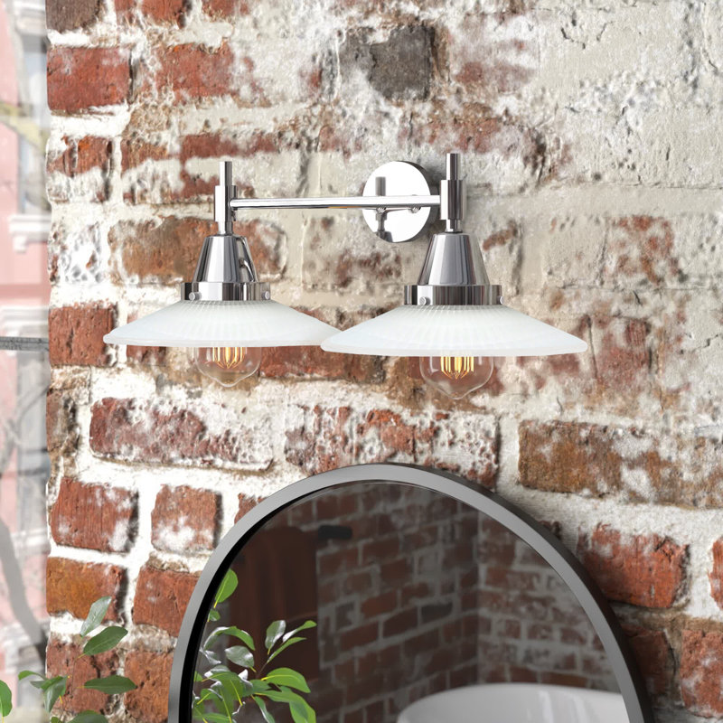 Éclairage pour meuble-lavabo à 2 lumières à intensité variable Gayle, Chrome poli, Blanc mat, Ampoule DEL rétro 4 watts