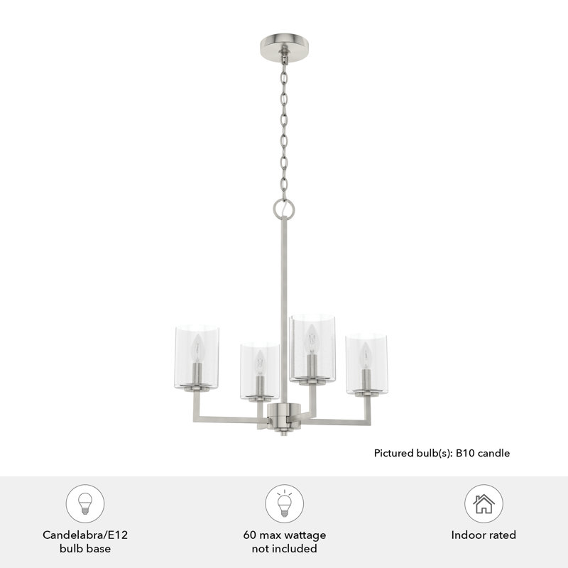 Lustre géométrique rectangulaire à 4 lumières Kerrison, Nickel brossé