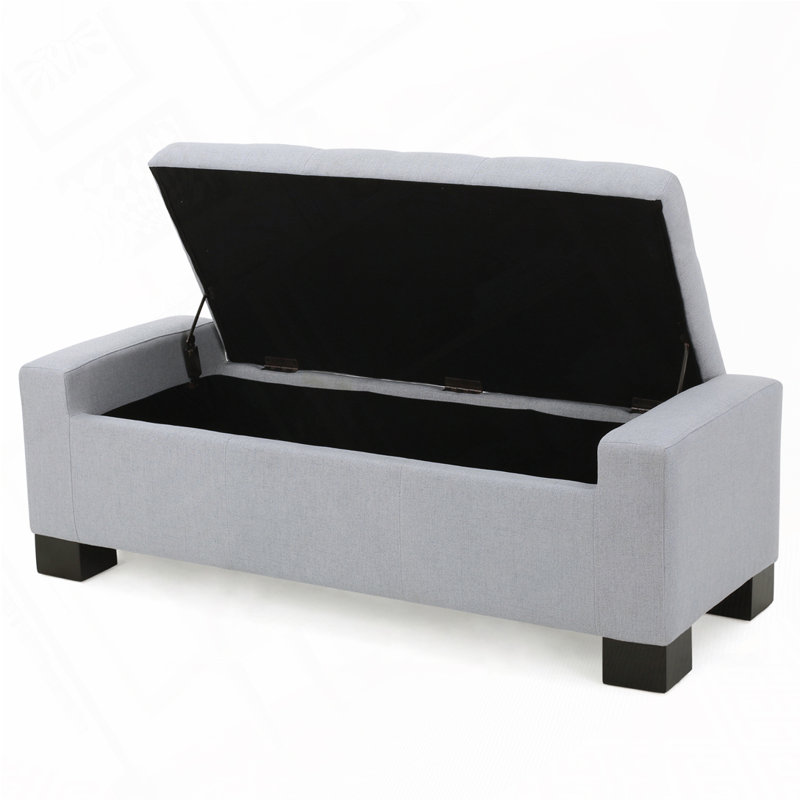 Banc de rangement moderne pour repose-pieds, Gris clair, H 16,82 po x l 50,32 po x P 19,89 po