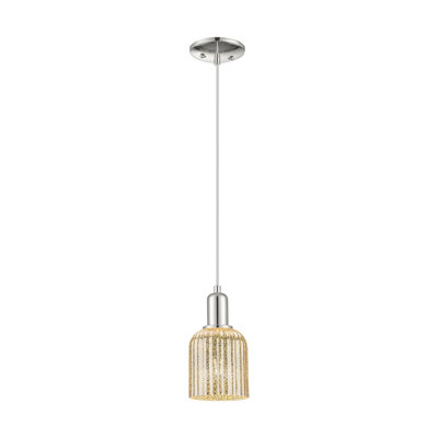 Downtown Urban - voile de mariée - mini-luminaire suspendu à cordon 1 lumière 12 po - finition nickel poli - abat-jour transparent