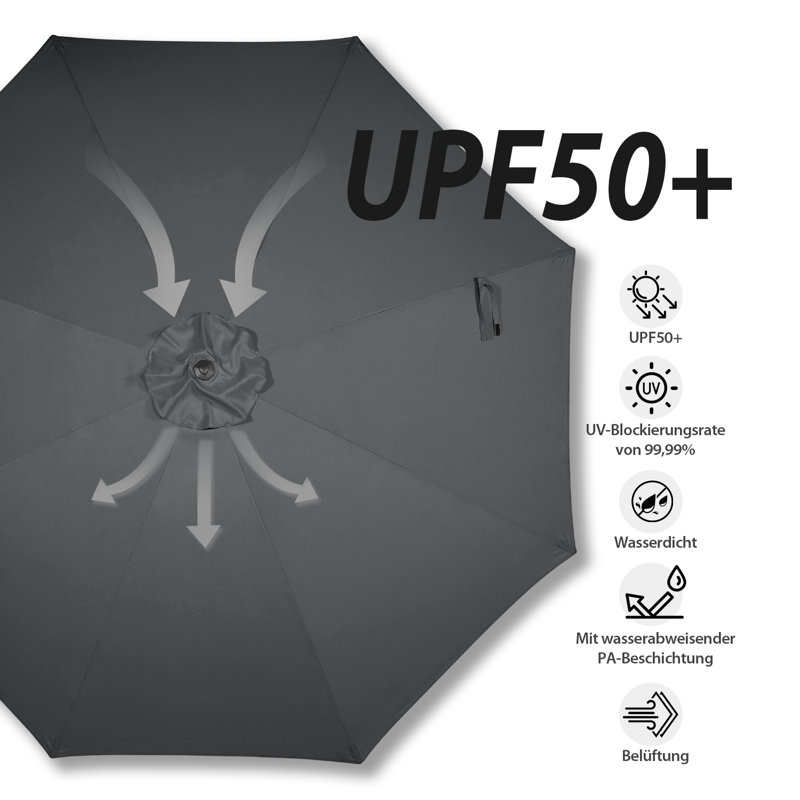 Atsunori 347cm Market Parasol, Grey beige