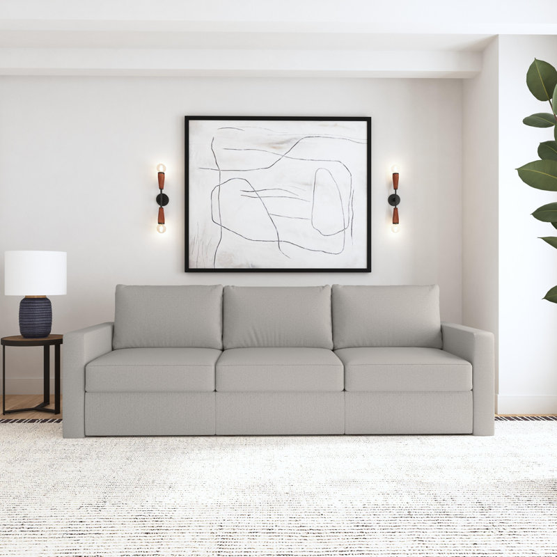 Flex Upholstered Modular Wide Arm Sofa, Gray, 37" H x 103" W x 38" D