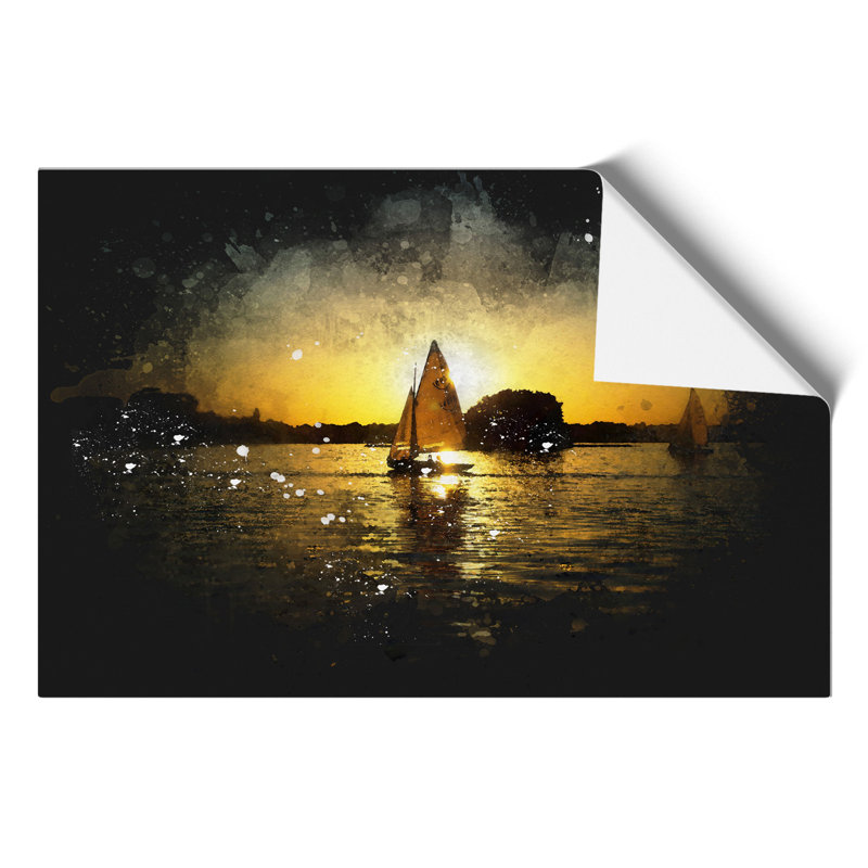 Sailing Boat Paint Splash - Frameless Print, 59cm H x 84cm W x 0.1cm D