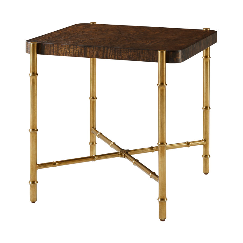 Kesden End Table, Pyramid Brown Top/Satin Brass Base