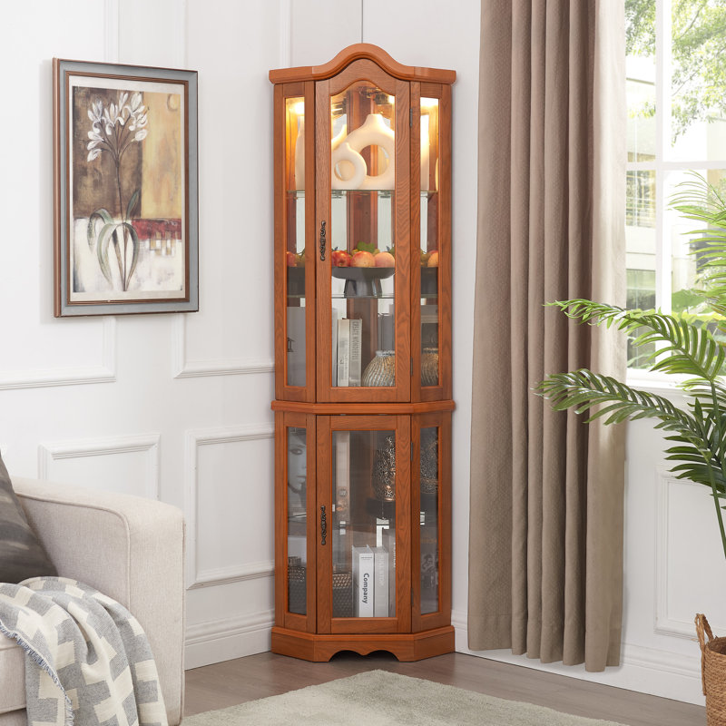 Armoire vitrée en chêne avec charnière et surface de présentation, Chêne