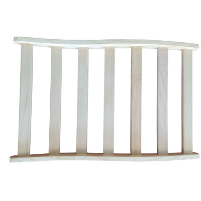 Grille plate et large en bois de pruche pour maintenir une bonne posture assise, dimensions : 66 x 42 x 6,5 cm.