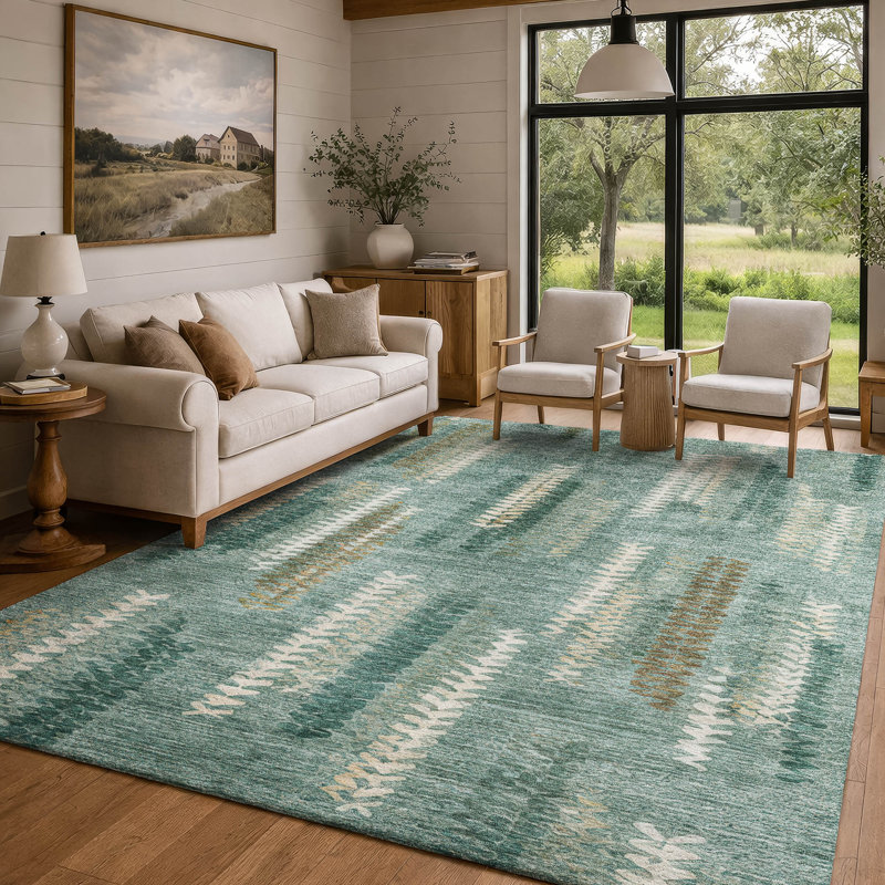 Machine Washable Indoor/Outdoor Chantille ACN2937 Modern Rug, Aqua, 10' x 14'