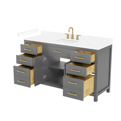 Ensemble de meuble-lavabo simple 60 po Beckett, gris foncé