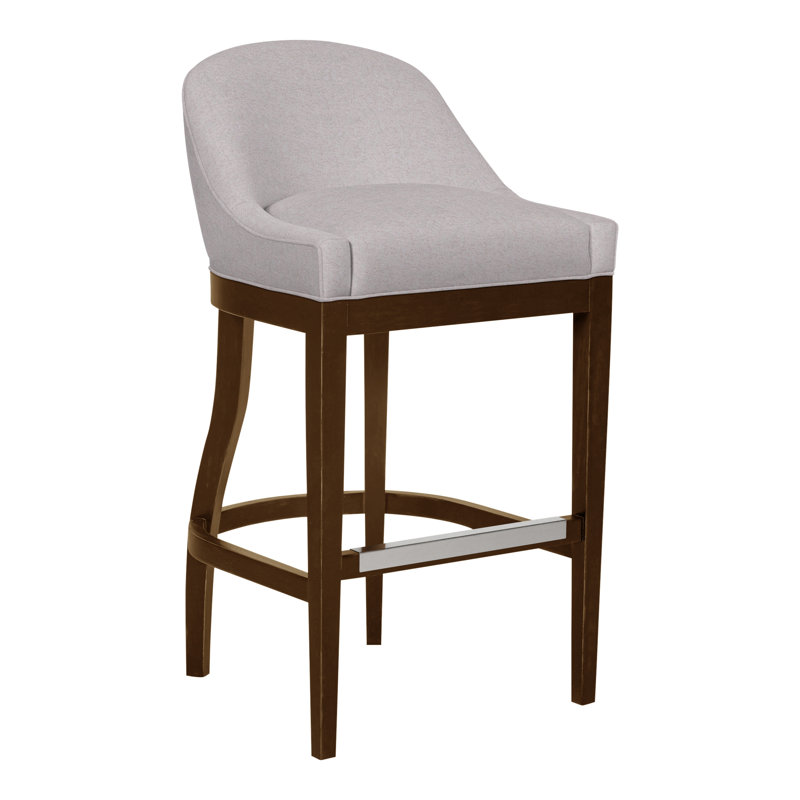 Calloway Upholstered Bar Stool with Solid Wood Frame, Nadia Linen, Havana