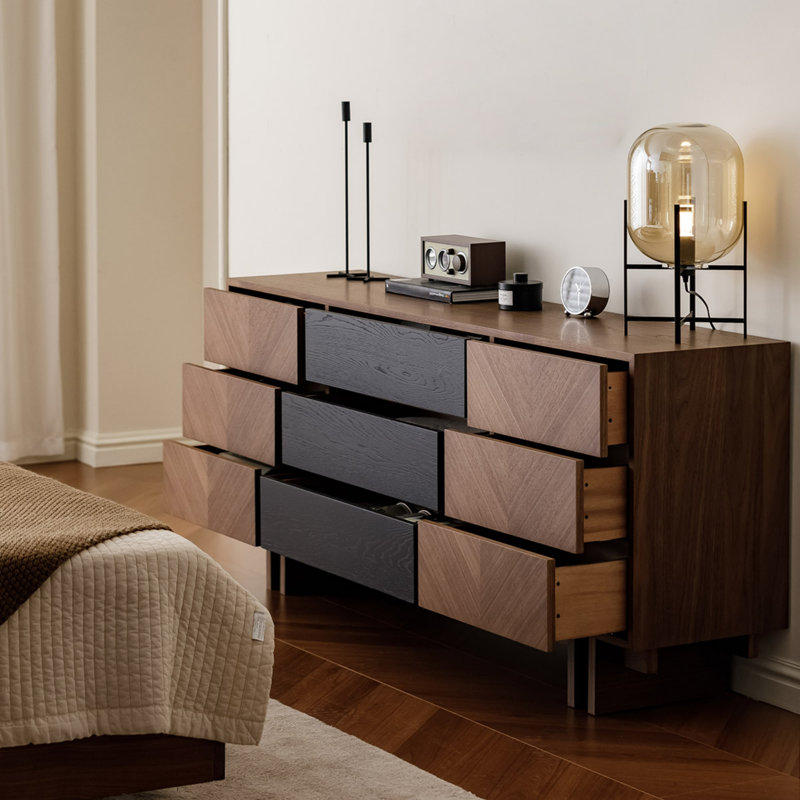 Buffet multi-tiroirs de style rétro, H 30,31 po x l 62,99 po x P 15,75 po