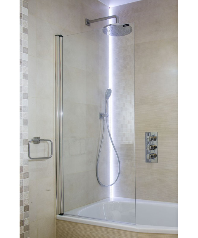 700mm W x 1400mm H Semi-Frameless Tub Door with Clear Glass
