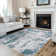 Redenhalk Washable Area Rug Blue Abstract Modern Room Rug Non Slip Soft Thin Simple Indoor Floor Carpet