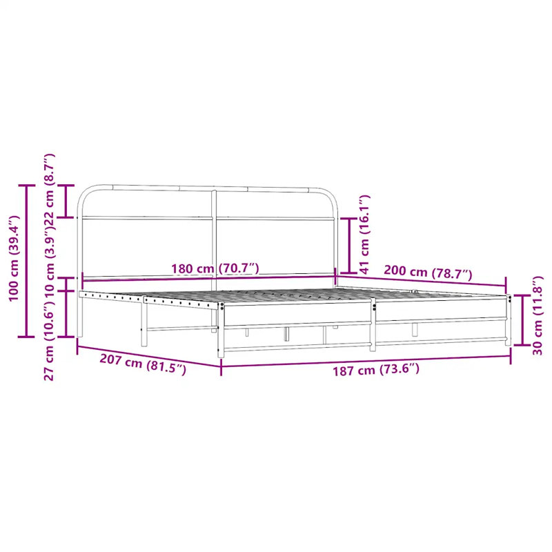 Aleid Bed Frame, Super King (6'), Smoked Oak