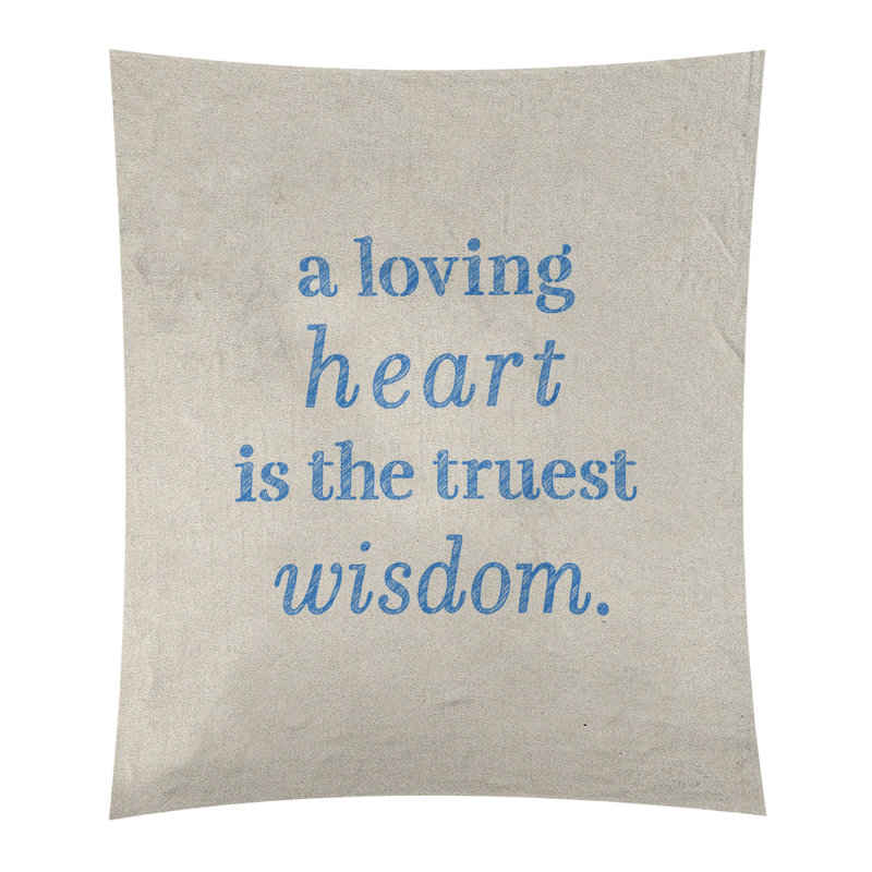 Tapisserie en polyester pour l’amour et le témoignage de la sagesse, H 27,5 po x l 37,5 po, Blanc / bleu