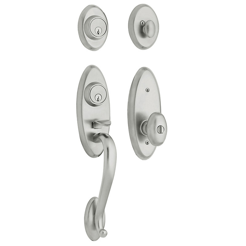 Landon Handleset with Single Cylinder Deadbolt and Door Knob and Rosette, Satin Brass & Black, Yes, Keyed Alike