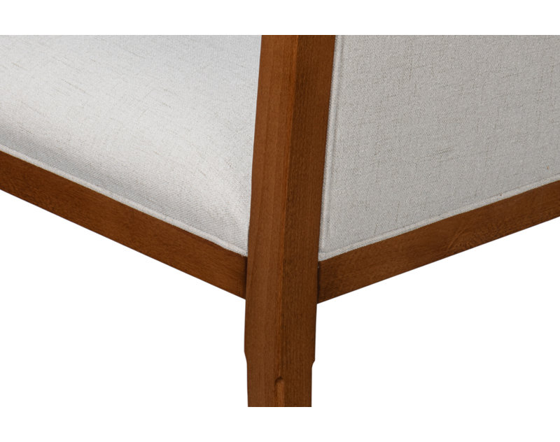 Walnut Wood and Cream Upholstered Side Chair