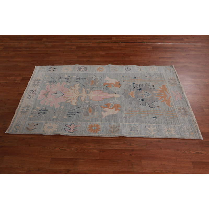 Vegetable Dye Wool Oushak Turkish Rug 3x5