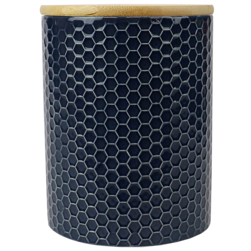 Pot de cuisine en céramique Honeycomb, H 6,5 po x l 5 po x P 5 po, Marine