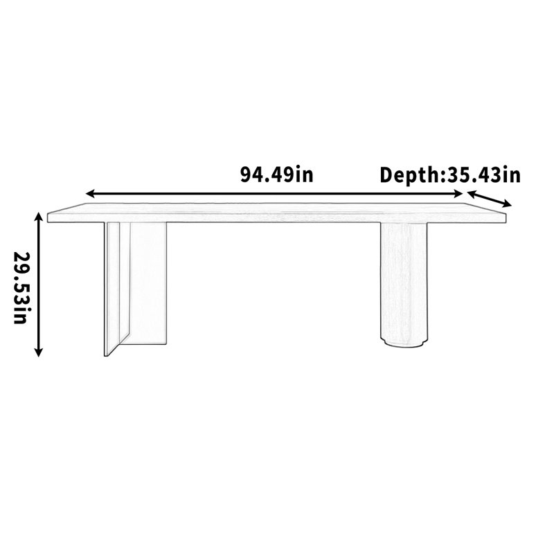 Bureau en acrylique pour le bureau personnel dans le bureau, H 29,53 po x l 94,49 po x P 35,43 po, Tanné