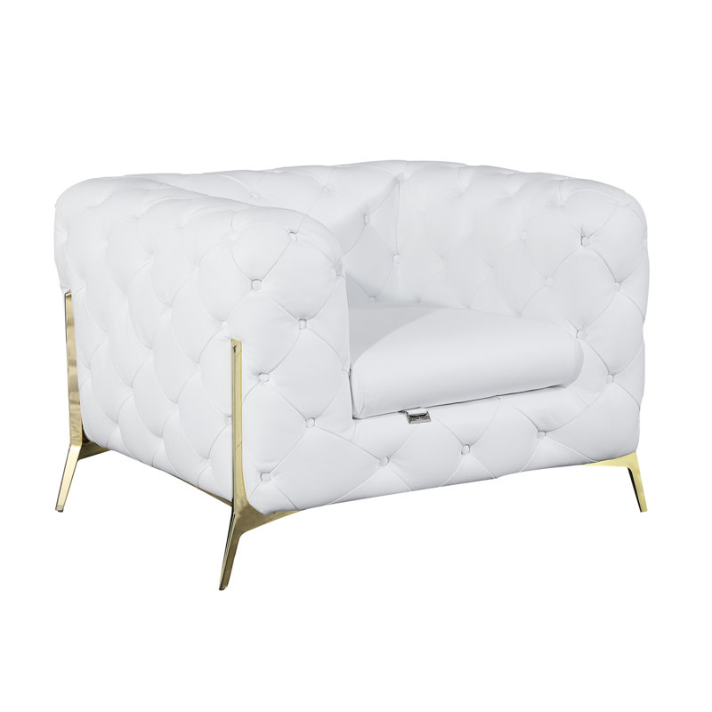 Chaise 100% cuir italien Top Grain, Blanc