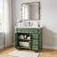 Lavabo de salle de bain haut de gamme 36 po, base de style colonne romaine avec cadre en bois massif et poignées en métal, autoportant-1153768568