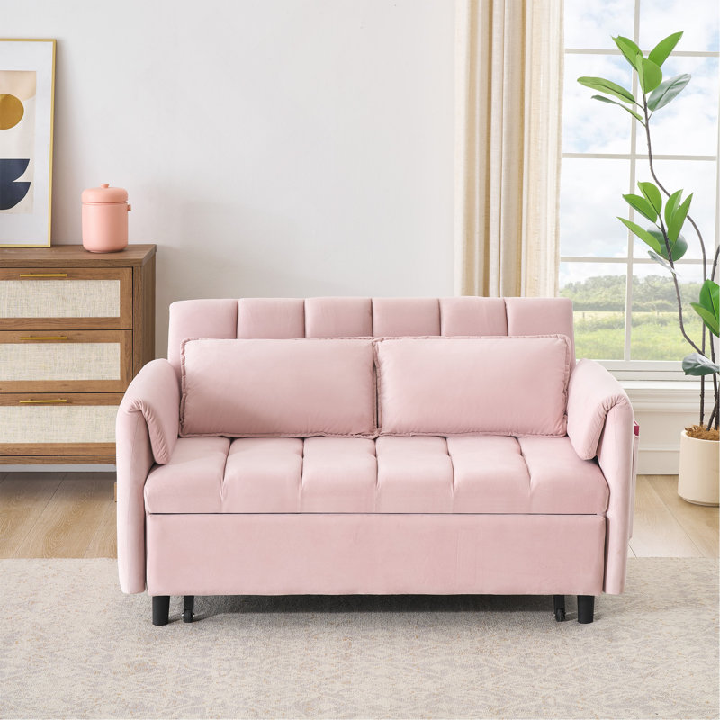 52 "Pink Modern Velvet Sofa, Pink