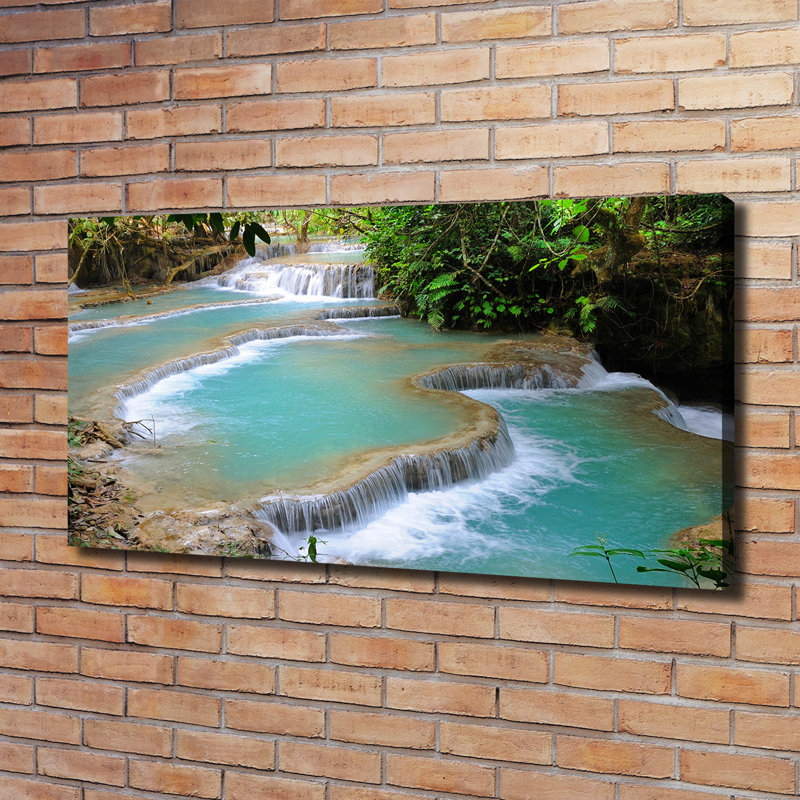 Waterfall In The Forest - Print, 60cm H x 120cm W x 2cmD, Wrapped Canvas