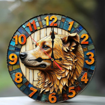 Horloge murale 10 po en MDF rond avec mouvement à quartz silencieux et crochet sans perceuse (piles AA non incluses)
