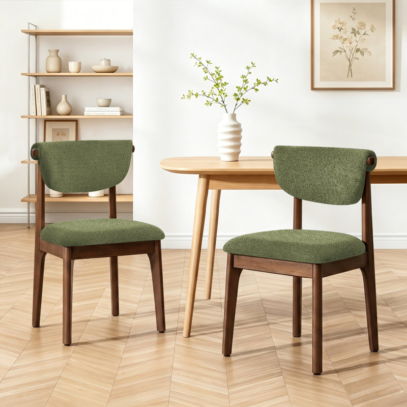 Chaise d'appoint rembourrée en bois massif (ensemble de 2), Green