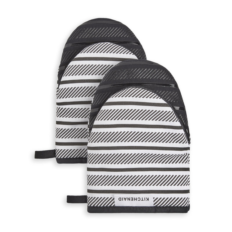 KITCHENAID Albany Mini Oven Mitt 2-Pack Set, 5.5" W x 8" L, Black