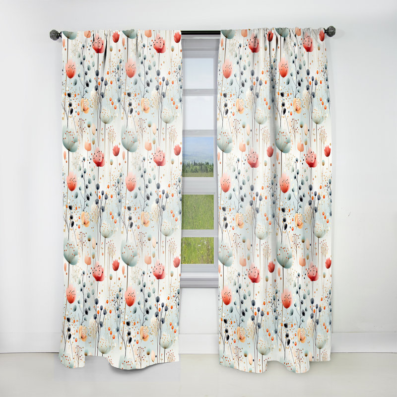 Enchanted Gardens Polka Dots Pattern II - Modern Velvet Curtain - Room Darkening - 1 Panel, 52" W x 108" L