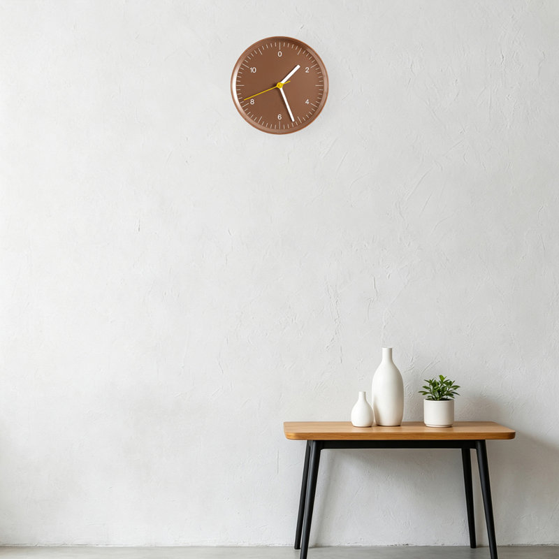 Horloge murale ronde brune, Brown
