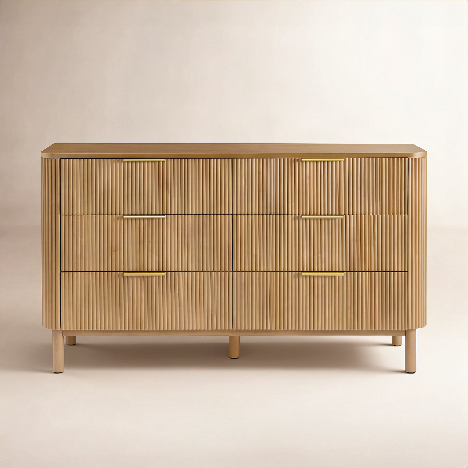Nova 60" Reeded Double Dresser, Reeded Birch