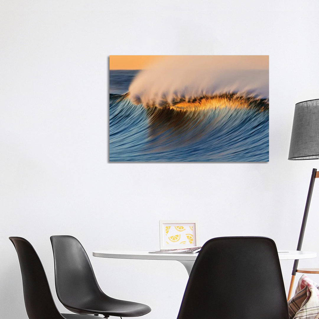 Golden Crest Wave by David Orias - Wrapped Canvas Rectangle Photograph