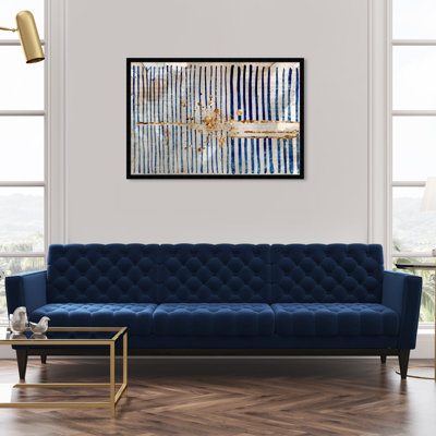«Blue and Gold Abstract Lines» par Oliver Gal - reproduction imprimée