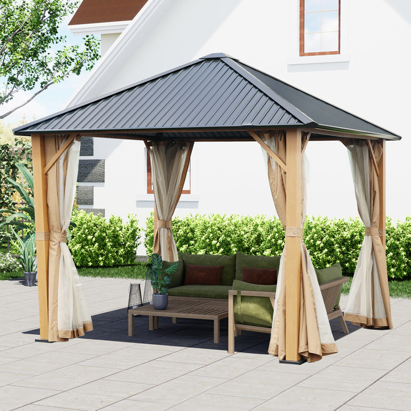 10 pi. L 10 pi. D Pavillon de jardin en aluminium avec toit rigide