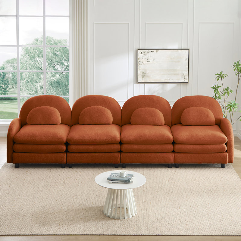 Canapé 4 places Teddy, 35.4" H x 129.1" W x 33.8" D, Orange